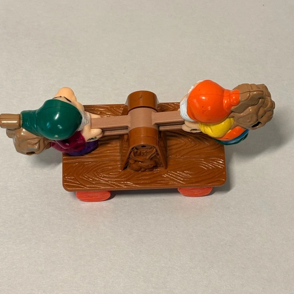 Disney Seven Dwarfs Seesaw Toy Unisex OS Brown Excellent Vintage Rolling Toy
